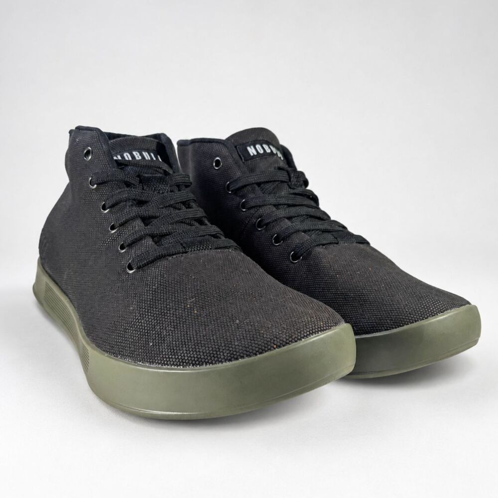 NoBull Workout Unisex Women 9 Mens 7.5 Black Canvas Mid Top